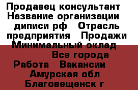 Продавец-консультант › Название организации ­ диписи.рф › Отрасль предприятия ­ Продажи › Минимальный оклад ­ 70 000 - Все города Работа » Вакансии   . Амурская обл.,Благовещенск г.